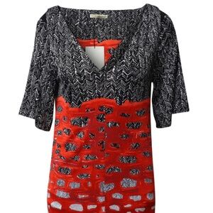 Balenciaga Black and Red Patterned Dress